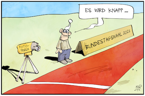 Cartoon: Bundestagswahlrennen (medium) by Kostas Koufogiorgos tagged karikatur,koufogiorgos,illustration,cartoon,rennen,bundestagswahl,fotofinish,kamera,ziellinie,karikatur,koufogiorgos,illustration,cartoon,rennen,bundestagswahl,fotofinish,kamera,ziellinie