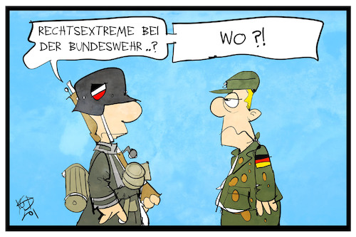 Cartoon: Bundeswehr (medium) by Kostas Koufogiorgos tagged karikatur,koufogiorgos,illustration,cartoon,bundeswehr,rechtsextremismus,soldat,militär,politik,neonazi,karikatur,koufogiorgos,illustration,cartoon,bundeswehr,rechtsextremismus,soldat,militär,politik,neonazi