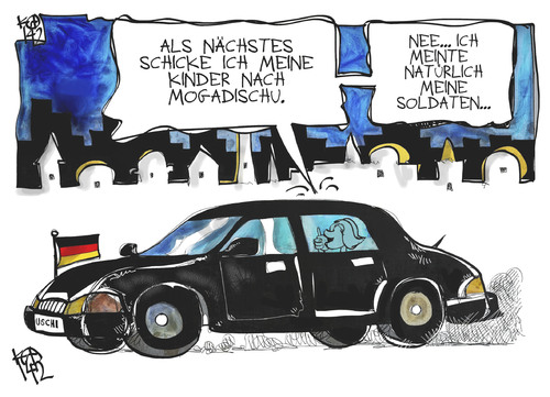 Cartoon: Bundeswehreinsätze (medium) by Kostas Koufogiorgos tagged illustration,karikatur,cartoon,koufogiorgos,verteidigungsministerin,von,der,leyen,uschi,mogadischu,somalia,afrika,bundeswehr,auslandseinsatz,soldaten,kinder,krieg,konflikt,illustration,karikatur,cartoon,koufogiorgos,verteidigungsministerin,von,der,leyen,uschi,mogadischu,somalia,afrika,bundeswehr,auslandseinsatz,soldaten,kinder,krieg,konflikt