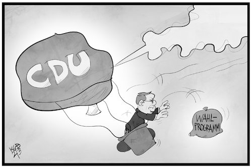 Cartoon: CDU-Wahlprogramm (medium) by Kostas Koufogiorgos tagged karikatur,koufogiorgos,illustration,cartoon,cdu,wahlprogramm,ballon,luft,laschet,wahljahr,karikatur,koufogiorgos,illustration,cartoon,cdu,wahlprogramm,ballon,luft,laschet,wahljahr