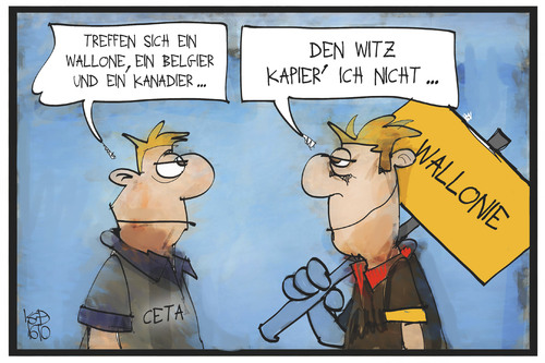 Cartoon: CETA (medium) by Kostas Koufogiorgos tagged karikatur,koufogiorgos,illustration,cartoon,ceta,wallonie,kanada,belgien,freihandel,abkommen,witz,europa,eu,karikatur,koufogiorgos,illustration,cartoon,ceta,wallonie,kanada,belgien,freihandel,abkommen,witz,europa,eu