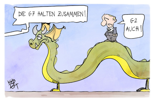 Cartoon: China und Russland (medium) by Kostas Koufogiorgos tagged karikatur,koufogiorgos,china,russland,drache,g7,g2,putin,karikatur,koufogiorgos,china,russland,drache,g7,g2,putin