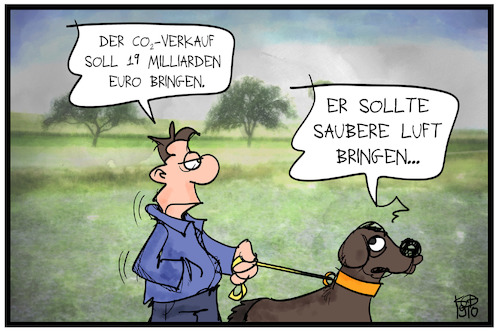 Cartoon: CO2-Preis (medium) by Kostas Koufogiorgos tagged karikatur,koufogiorgos,illustration,cartoon,co2,preis,hund,spaziergang,luft,umwelt,umweltschutz,klimaschutzpaket,mensch,tier,karikatur,koufogiorgos,illustration,cartoon,co2,preis,hund,spaziergang,luft,umwelt,umweltschutz,klimaschutzpaket,mensch,tier