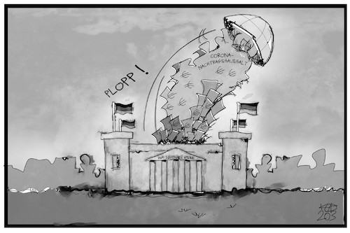 Cartoon: Corona-Nachtragshaushalt (medium) by Kostas Koufogiorgos tagged der,bundestag,beschließt,einen,nachtragshaushalt,reichstag,geld,banknoten,corona,haushalt,explosion,kuppel,der,bundestag,beschließt,einen,nachtragshaushalt,reichstag,geld,banknoten,corona,haushalt,explosion,kuppel