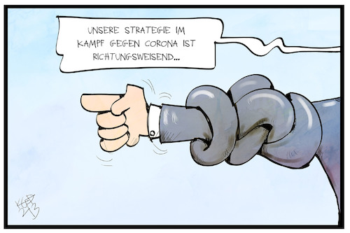 Cartoon: Corona-Politik (medium) by Kostas Koufogiorgos tagged karikatur,koufogiorgos,illustration,cartoon,notbremse,richtung,knoten,anweisung,politik,pandemie,plan,strategie,karikatur,koufogiorgos,illustration,cartoon,notbremse,richtung,knoten,anweisung,politik,pandemie,plan,strategie