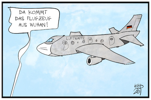 Cartoon: Coronavirus (medium) by Kostas Koufogiorgos tagged karikatur,koufogiorgos,illustration,cartoon,corona,virus,krankheit,epedemie,ansteckung,mundschutz,luftwaffe,flugzeug,karikatur,koufogiorgos,illustration,cartoon,corona,virus,krankheit,epedemie,ansteckung,mundschutz,luftwaffe,flugzeug