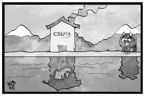 Cartoon: CSU-Parteitag (medium) by Kostas Koufogiorgos tagged karikatur,koufogiorgos,illustration,cartoon,csu,parteitag,partei,haus,spiegelung,afd,programm,berge,bayern,populismus,karikatur,koufogiorgos,illustration,cartoon,csu,parteitag,partei,haus,spiegelung,afd,programm,berge,bayern,populismus