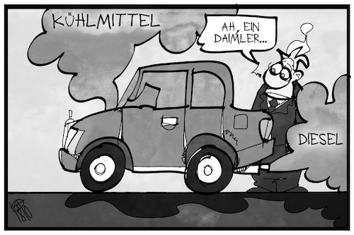 Cartoon: Daimler (medium) by Kostas Koufogiorgos tagged karikatur,koufogiorgos,illustration,cartoon,eugh,klima,umwelt,daimler,mercedes,kühlmittel,klimaanlage,dieselgate,karikatur,koufogiorgos,illustration,cartoon,eugh,klima,umwelt,daimler,mercedes,kühlmittel,klimaanlage,dieselgate