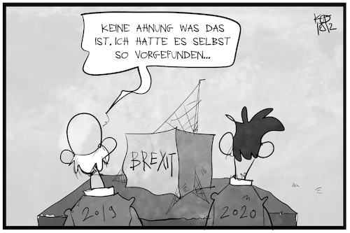 Cartoon: Der Brexit geht in das neue Jahr (medium) by Kostas Koufogiorgos tagged karikatur,koufogiorgos,illustration,cartoon,2019,2020,brexit,neu,alt,europa,eu,austritt,karikatur,koufogiorgos,illustration,cartoon,2019,2020,brexit,neu,alt,europa,eu,austritt