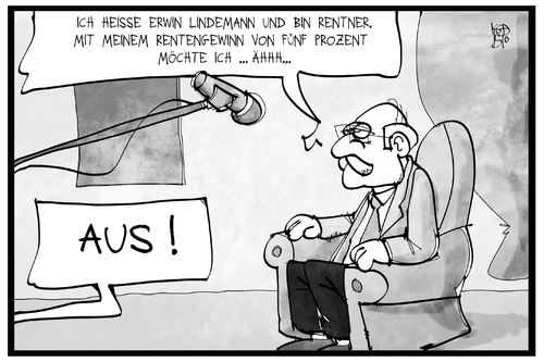 Cartoon: Der Rentengewinner (medium) by Kostas Koufogiorgos tagged karikatur,koufogiorgos,illustration,cartoon,rente,rentenerhöhung,lottogewinner,loriot,erwin,lindemann,rentner,geld,interview,fernsehen,karikatur,koufogiorgos,illustration,cartoon,rente,rentenerhöhung,lottogewinner,loriot,erwin,lindemann,rentner,geld,interview,fernsehen