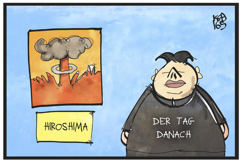 Cartoon: Der Tag danach (medium) by Kostas Koufogiorgos tagged karikatur,koufogiorgos,illustration,cartoon,hiroshima,nordkorea,kim,jong,un,atombombe,film,tag,danach,day,after,krieg,historisch,geschichte,karikatur,koufogiorgos,illustration,cartoon,hiroshima,nordkorea,kim,jong,un,atombombe,film,tag,danach,day,after,krieg,historisch,geschichte