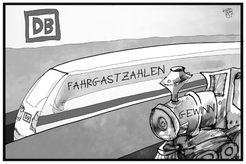 Cartoon: Deutsche Bahn (medium) by Kostas Koufogiorgos tagged karikatur,koufogiorgos,illustration,cartoon,deutsche,bahn,zug,wirtschaft,reisende,geld,gewinn,fahrgastzahlen,infrastruktur,reise,tourismus,karikatur,koufogiorgos,illustration,cartoon,deutsche,bahn,zug,wirtschaft,reisende,geld,gewinn,fahrgastzahlen,infrastruktur,reise,tourismus