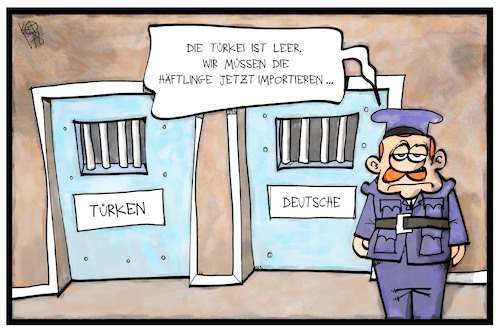 Cartoon: Deutsche Häftlinge (medium) by Kostas Koufogiorgos tagged karikatur,koufogiorgos,illustration,cartoon,tuerkei,haft,erdogan,gefängnis,importieren,zelle,deutschlanf,karikatur,koufogiorgos,illustration,cartoon,tuerkei,haft,erdogan,gefängnis,importieren,zelle,deutschlanf