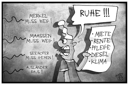 Cartoon: Deutsche Probleme (medium) by Kostas Koufogiorgos tagged karikatur,koufogiorgos,illustration,cartoon,deutschland,michel,problem,sorgen,klima,rente,miete,maaßen,merkel,seehofer,rassismus,ausländerfeindlichkeit,karikatur,koufogiorgos,illustration,cartoon,deutschland,michel,problem,sorgen,klima,rente,miete,maaßen,merkel,seehofer,rassismus,ausländerfeindlichkeit