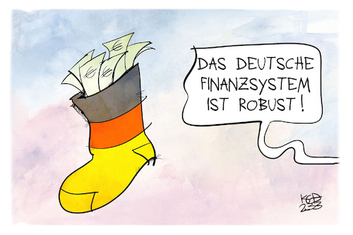 Cartoon: Deutsches Finanzsystem (medium) by Kostas Koufogiorgos tagged karikatur,koufogiorgos,finanzsystem,socke,sparstrumpf,geld,sparen,deutschland,robust,karikatur,koufogiorgos,finanzsystem,socke,sparstrumpf,geld,sparen,deutschland,robust