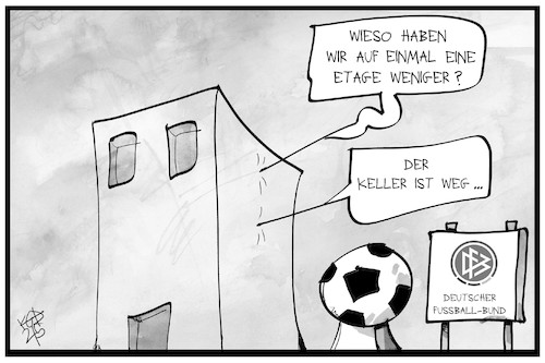 Cartoon: DFB ohne Keller (medium) by Kostas Koufogiorgos tagged karikatur,koufogiorgos,illustration,cartoon,dfb,fussball,sport,bund,keller,haus,rücktritt,karikatur,koufogiorgos,illustration,cartoon,dfb,fussball,sport,bund,keller,haus,rücktritt