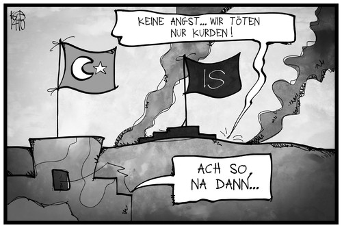 Cartoon: Die Türkei und der IS (medium) by Kostas Koufogiorgos tagged karikatur,koufogiorgos,illustration,cartoon,kobane,türkei,syrien,is,miliz,terrorismus,kalifat,kurden,politik,krieg,konflikt,karikatur,koufogiorgos,illustration,cartoon,kobane,türkei,syrien,is,miliz,terrorismus,kalifat,kurden,politik,krieg,konflikt