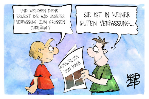 Cartoon: Die Verfassung der AfD (medium) by Kostas Koufogiorgos tagged karikatur,koufogiorgos,afd,verfassung,grundgesetz,jubiläum,karikatur,koufogiorgos,afd,verfassung,grundgesetz,jubiläum