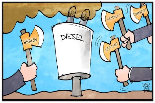 Cartoon: Dieselfahrverbote (medium) by Kostas Koufogiorgos tagged karikatur,koufogiorgos,illustration,cartoon,diesel,fahrverbot,auspuff,abgas,emissionen,axt,stuttgart,hamburg,münchen,berlin,luft,verschmutzung,umwelt,karikatur,koufogiorgos,illustration,cartoon,diesel,fahrverbot,auspuff,abgas,emissionen,axt,stuttgart,hamburg,münchen,berlin,luft,verschmutzung,umwelt