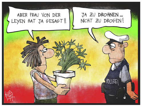 Cartoon: Drohnenprojekt (medium) by Kostas Koufogiorgos tagged karikatur,koufogiorgos,illustration,cartoon,kampfdrohne,drohne,drogen,cannabis,hanf,von,der,leyen,verteidigung,bundeswehr,politik,karikatur,koufogiorgos,illustration,cartoon,kampfdrohne,drohne,drogen,cannabis,hanf,von,der,leyen,verteidigung,bundeswehr,politik