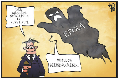 Cartoon: Ebola und Nobelpreis (medium) by Kostas Koufogiorgos tagged karikatur,koufogiorgos,illustration,cartoon,ebola,gespenst,geist,bedrohung,reporter,nobelpreis,medizin,krankheit,gesundheit,karikatur,koufogiorgos,illustration,cartoon,ebola,gespenst,geist,bedrohung,reporter,nobelpreis,medizin,krankheit,gesundheit