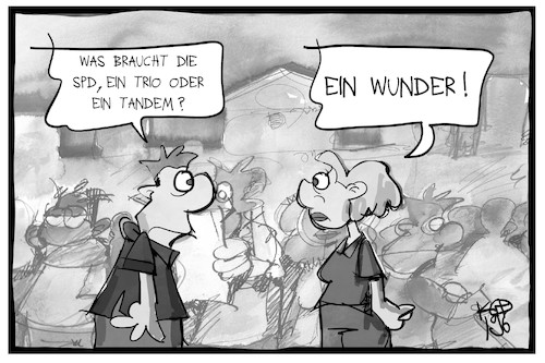 Cartoon: Ein Wunder für die SPD (medium) by Kostas Koufogiorgos tagged karikatur,koufogiorgos,illustration,cartoon,wunder,trio,tandem,partei,spd,sozialdemokraten,politik,leute,menschen,passanten,karikatur,koufogiorgos,illustration,cartoon,wunder,trio,tandem,partei,spd,sozialdemokraten,politik,leute,menschen,passanten