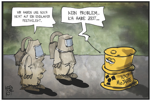 Cartoon: Endlagersuche (medium) by Kostas Koufogiorgos tagged karikatur,koufogiorgos,illustration,cartoon,atommüll,endlager,fass,strahlung,halbwertzeit,schutzanzug,nuklear,energie,atomkraft,gorleben,karikatur,koufogiorgos,illustration,cartoon,atommüll,endlager,fass,strahlung,halbwertzeit,schutzanzug,nuklear,energie,atomkraft,gorleben