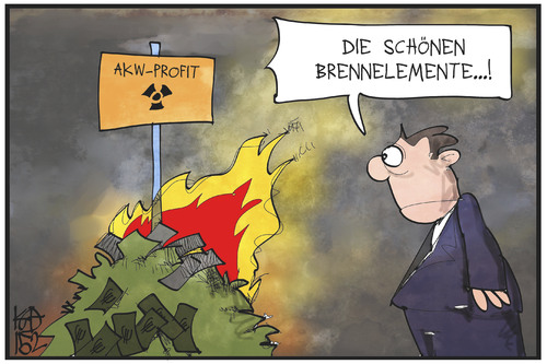 Cartoon: Energiekonzerne (medium) by Kostas Koufogiorgos tagged karikatur,koufogiorgos,illustration,cartoon,akw,atomkraft,brennelementesteuer,geld,profit,energiekonzern,feuer,brennen,vernichten,wirtschaft,karikatur,koufogiorgos,illustration,cartoon,akw,atomkraft,brennelementesteuer,geld,profit,energiekonzern,feuer,brennen,vernichten,wirtschaft