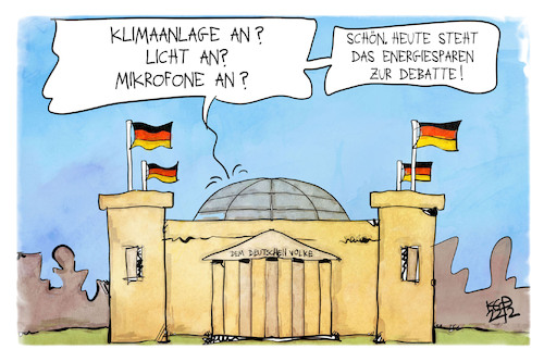 Cartoon: Energiespar-Debatte (medium) by Kostas Koufogiorgos tagged karikatur,koufogiorgos,bundestag,energie,sparen,debatte,strom,karikatur,koufogiorgos,bundestag,energie,sparen,debatte,strom