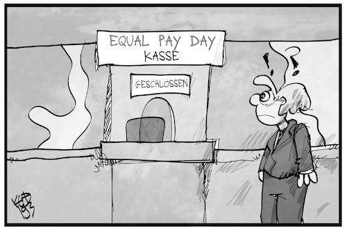 Cartoon: Equal Pay Day (medium) by Kostas Koufogiorgos tagged karikatur,koufogiorgos,illustration,cartoon,equal,pay,day,kasse,frau,gleichbehandlung,ungerechtigkeit,benachteiligung,karikatur,koufogiorgos,illustration,cartoon,equal,pay,day,kasse,frau,gleichbehandlung,ungerechtigkeit,benachteiligung