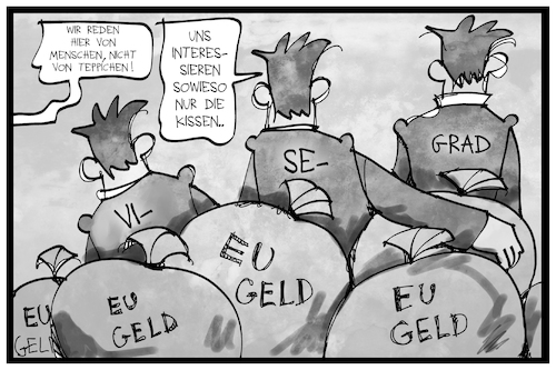 Cartoon: EU-Flüchtlingpolitik (medium) by Kostas Koufogiorgos tagged karikatur,koufogiorgos,illustration,cartoon,eu,geld,visegrad,flüchtlingspolitik,migration,geldsack,karikatur,koufogiorgos,illustration,cartoon,eu,geld,visegrad,flüchtlingspolitik,migration,geldsack