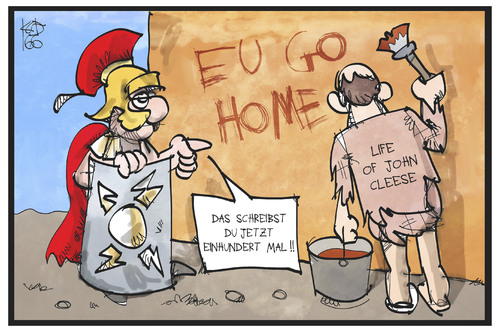 Cartoon: EU go home (medium) by Kostas Koufogiorgos tagged karikatur,koufogiorgos,illustration,cartoon,cleese,schauspieler,monty,python,film,brian,römer,filmszene,karikatur,koufogiorgos,illustration,cartoon,cleese,schauspieler,monty,python,film,brian,römer,filmszene