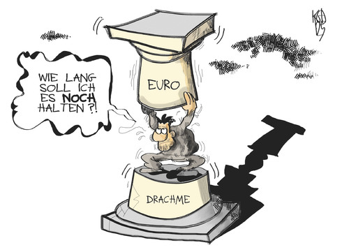 Cartoon: Euro oder Drachme (medium) by Kostas Koufogiorgos tagged euro,drachme,griechenland,wahl,regierung,währung,schulden,krise,karikatur,kostas,koufogiorgos,euro,drachme,griechenland,wahl,regierung,schulden,währung,krise