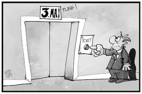 Cartoon: Exit am 3. Mai (medium) by Kostas Koufogiorgos tagged karikatur,koufogiorgos,illustration,cartoon,kontaktsperre,lockerungen,corona,virus,pandemie,krise,bürger,beschränkungen,karikatur,koufogiorgos,illustration,cartoon,kontaktsperre,lockerungen,corona,virus,pandemie,krise,bürger,beschränkungen