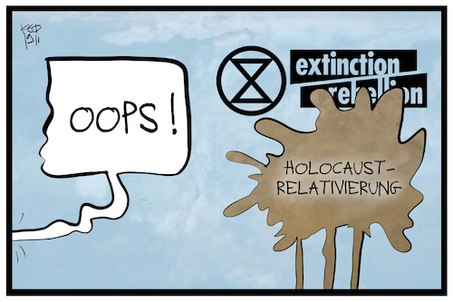 Cartoon: Extinction Rebellion (medium) by Kostas Koufogiorgos tagged karikatur,koufogiorgos,illustration,cartoon,holocaust,verharmlosung,shoah,roger,hallam,geschichte,relativierung,karikatur,koufogiorgos,illustration,cartoon,holocaust,verharmlosung,shoah,roger,hallam,geschichte,relativierung