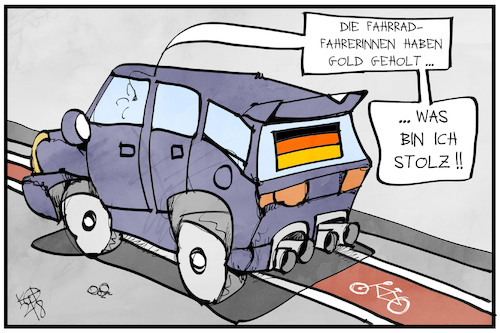 Cartoon: Fahrradland Deutschland (medium) by Kostas Koufogiorgos tagged karikatur,koufogiorgos,illustration,cartoon,fahrrad,fahrradweg,auto,verkehrswende,mobilität,olympia,goldmedaille,sport,karikatur,koufogiorgos,illustration,cartoon,fahrrad,fahrradweg,auto,verkehrswende,mobilität,olympia,goldmedaille,sport