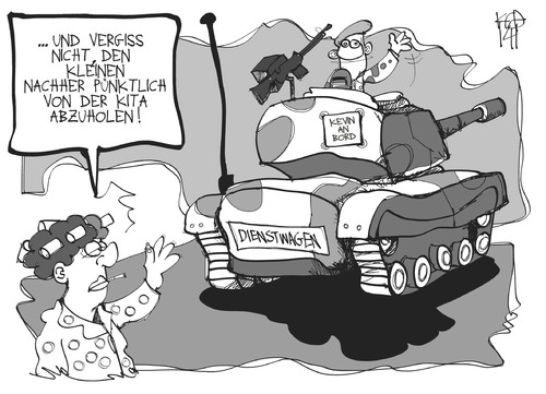 Cartoon: Familienfreundliche Bundeswehr (medium) by Kostas Koufogiorgos tagged kind,kita,kindergarten,panzer,familie,reform,bundeswehr,cartoon,koufogiorgos,karikatur,illustration,soldat,verteidigungsministerin,illustration,karikatur,koufogiorgos,cartoon,bundeswehr,reform,familie,kind,soldat,verteidigungsministerin