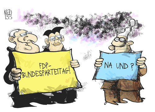 Cartoon: FDP (medium) by Kostas Koufogiorgos tagged fdp,partei,parteitag,brüderle,rösler,michel,wahlkampf,karikatur,kostas,koufogiorgos,fdp,partei,parteitag,brüderle,rösler,michel,wahlkampf,karikatur,kostas,koufogiorgos