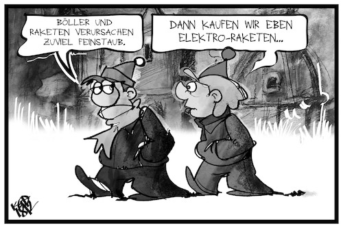 Cartoon: Feinstaub (medium) by Kostas Koufogiorgos tagged karikatur,koufogiorgos,illustration,cartoon,feinstaub,böller,elektro,umwelt,verschmutzung,silvester,jahreswechsel,feier,karikatur,koufogiorgos,illustration,cartoon,feinstaub,böller,elektro,umwelt,verschmutzung,silvester,jahreswechsel,feier