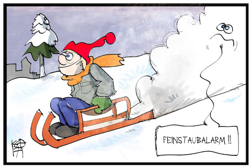 Cartoon: Feinstaubalarm (medium) by Kostas Koufogiorgos tagged karikatur,koufogiorgos,illustration,cartoon,feinstaubalarm,schnee,schnlitten,winter,wetter,rodeln,sport,freizeit,karikatur,koufogiorgos,illustration,cartoon,feinstaubalarm,schnee,schnlitten,winter,wetter,rodeln,sport,freizeit