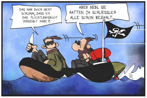 Cartoon: Flüchtlingsdrama (medium) by Kostas Koufogiorgos tagged karikatur,koufogiorgos,illustration,cartoon,flüchtlinge,schleppen,menschenhandel,boot,schiff,meer,sklaverei,kriminialität,piraten,einwanderung,migration,karikatur,koufogiorgos,illustration,cartoon,flüchtlinge,schleppen,menschenhandel,boot,schiff,meer,sklaverei,kriminialität,piraten,einwanderung,migration