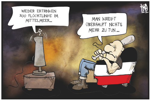 Cartoon: Flüchtlingsdrama (medium) by Kostas Koufogiorgos tagged karikatur,koufogiorgos,illustration,cartoon,flüchtling,neonazi,gewalt,fernsehen,nachrichten,migration,mittelmeer,grab,politik,karikatur,koufogiorgos,illustration,cartoon,flüchtling,neonazi,gewalt,fernsehen,nachrichten,migration,mittelmeer,grab,politik