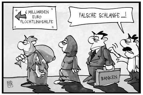 Cartoon: Flüchtlingshilfe (medium) by Kostas Koufogiorgos tagged karikatur,koufogiorgos,illustration,cartoon,flüchtlingshilfe,flüchtlinge,flüchtlingskrise,geld,hilfe,bank,schlange,politik,rettung,karikatur,koufogiorgos,illustration,cartoon,flüchtlingshilfe,flüchtlinge,flüchtlingskrise,geld,hilfe,bank,schlange,politik,rettung