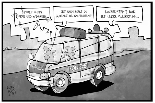 Cartoon: Flüchtlingskrise (medium) by Kostas Koufogiorgos tagged karikatur,koufogiorgos,illustration,cartoon,flüchtlingskrise,polizei,streife,einsatz,afghane,syrer,streit,schlichten,polizist,karikatur,koufogiorgos,illustration,cartoon,flüchtlingskrise,polizei,streife,einsatz,afghane,syrer,streit,schlichten,polizist