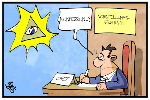 Cartoon: Frage der Konfession (medium) by Kostas Koufogiorgos tagged karikatur,koufogiorgos,illustration,cartoon,konfession,diskrimierung,gott,religion,dreifaltigkeit,dreieinigkeit,berwerbung,vorstellungsgespräch,personal,job,karikatur,koufogiorgos,illustration,cartoon,konfession,diskrimierung,gott,religion,dreifaltigkeit,dreieinigkeit,berwerbung,vorstellungsgespräch,personal,job