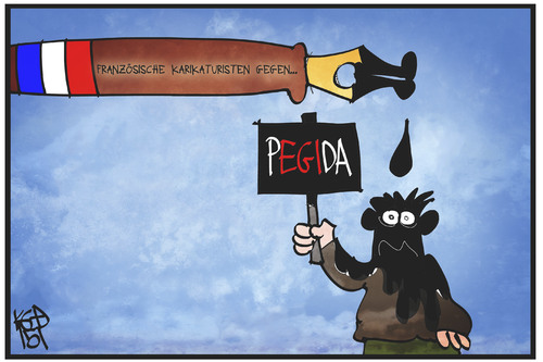 Cartoon: Frankreich gegen PEGIDA (medium) by Kostas Koufogiorgos tagged karikatur,koufogiorgos,illustration,cartoon,pegida,karikaturist,frankreich,demonstrant,füller,tinte,tusche,karikatur,koufogiorgos,illustration,cartoon,pegida,karikaturist,frankreich,demonstrant,füller,tinte,tusche