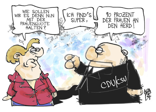 Cartoon: Frauenquote (medium) by Kostas Koufogiorgos tagged cdu,frauenquote,merkel,csu,arbeit,gleichberechtigung,herd,karikatur,kostas,koufogiorgos,cdu,frauenquote,merkel,csu,arbeit,gleichberechtigung,herd,karikatur,kostas,koufogiorgos