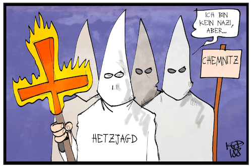 Cartoon: Fremdenfeindlichkeit (medium) by Kostas Koufogiorgos tagged karikatur,koufogiorgos,illustration,cartoon,kkk,ausländer,chemnitz,demonstration,rechtsextremismus,neonazi,karikatur,koufogiorgos,illustration,cartoon,kkk,ausländer,chemnitz,demonstration,rechtsextremismus,neonazi