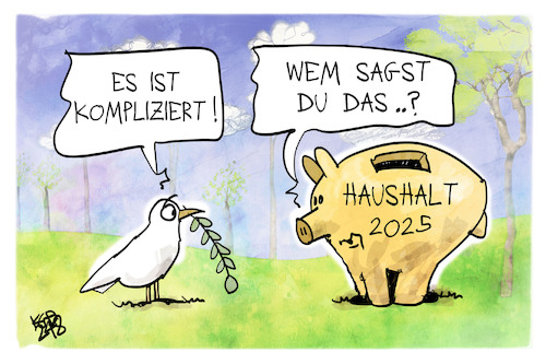 Cartoon: Frieden und Haushalt (medium) by Kostas Koufogiorgos tagged karikatur,koufogiorgos,frieden,haushalt,taube,sparschwein,komplikation,karikatur,koufogiorgos,frieden,haushalt,taube,sparschwein,komplikation