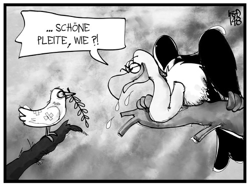 Cartoon: Friedenspleite (medium) by Kostas Koufogiorgos tagged karikatur,koufogiorgos,illustration,cartoon,frieden,taube,geier,pleite,vogel,krieg,konflikt,politik,karikatur,koufogiorgos,illustration,cartoon,frieden,taube,geier,pleite,vogel,krieg,konflikt,politik